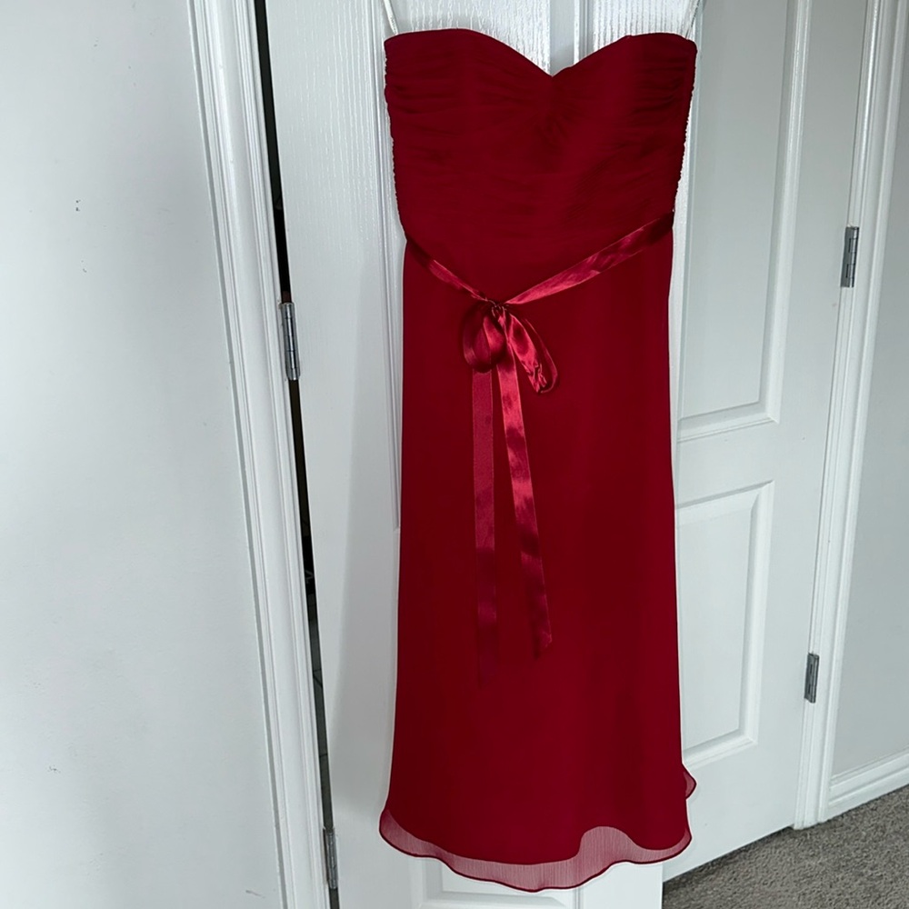 Red David’s bridal dress, bridesmaid, or fancy function.